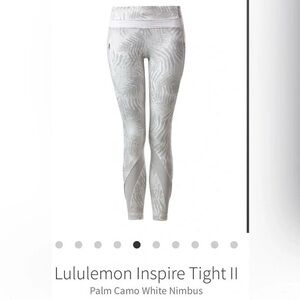 Lululemon inspire tight II white palm camo